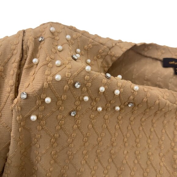 Ontwelth Women SZ 3X Tan Sleeveless Top Embellished Studs &Pearls Textured Knit - Picture 4 of 9